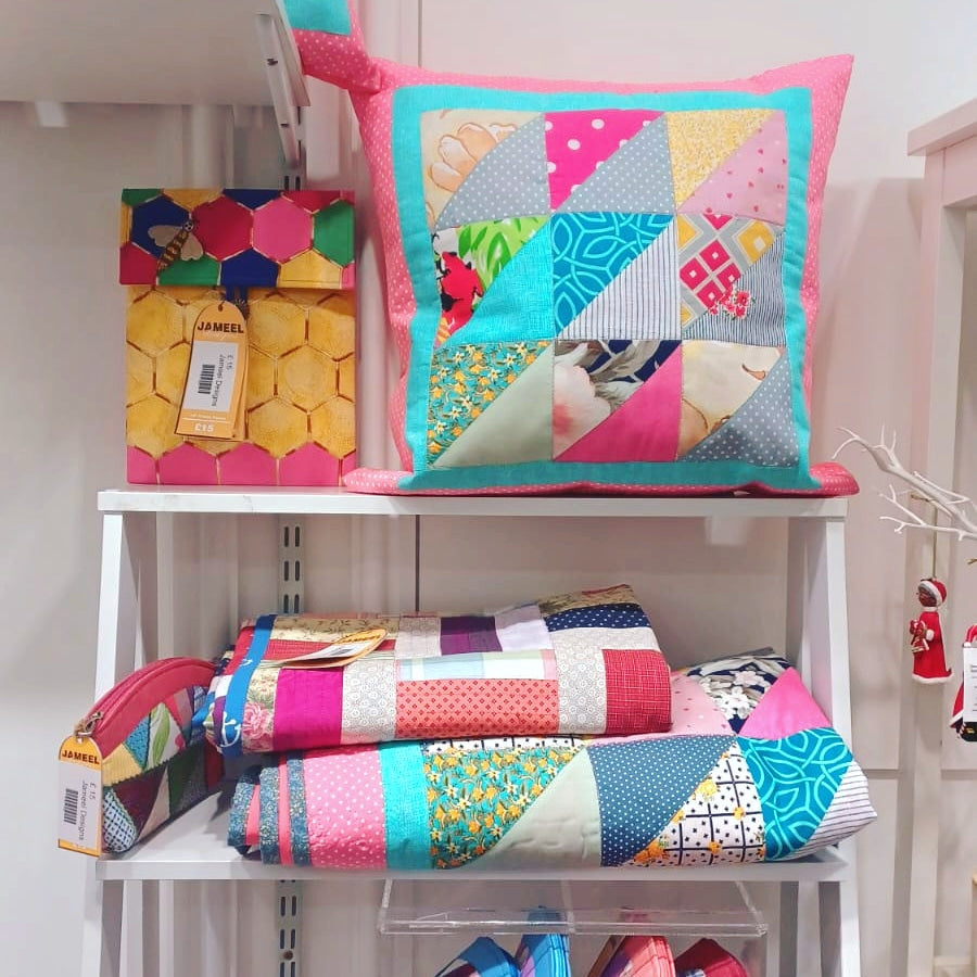Colorful Patchwork Armchair Throw with 2 Cushion Covers
